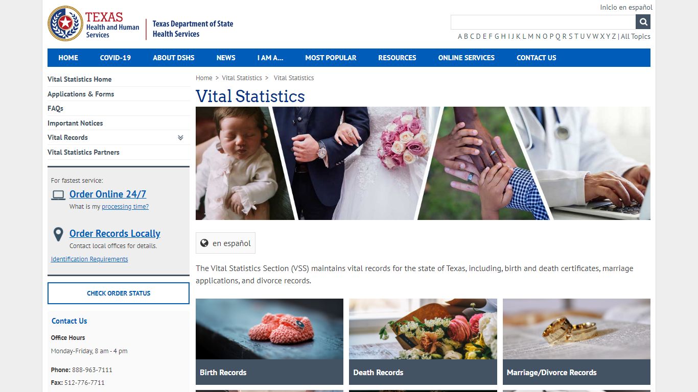 Vital Statistics | Home - Texas Department of State Health Services